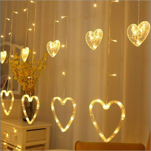 Heart Shape Window Curtain String LED Lights with 8 Flashing Modes Decorative Lights