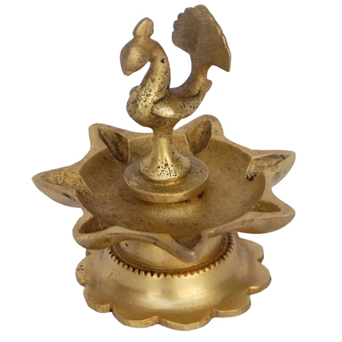 Decorative Diya or Deepam with Peacock Figure
