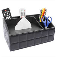 Grey Desk Organiser Along With Tissue Holder
