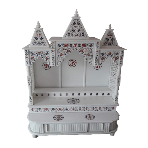 Designer Marble Mandir - Marble, Various Sizes Available, Elegant Gold Finish | Durable, Easy to Clean, Eco-Friendly
