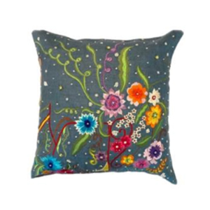 18 x 18 inch Cotton Flowers Embroidered Cushion