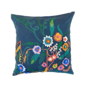 18 x 18 inch Flowers Embroidered Sustainable Fabric Cushion