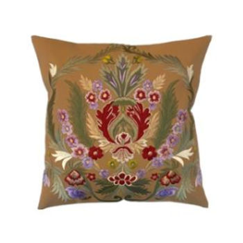 18 x 18 inch Embroidered Mushroom Leather Cushion