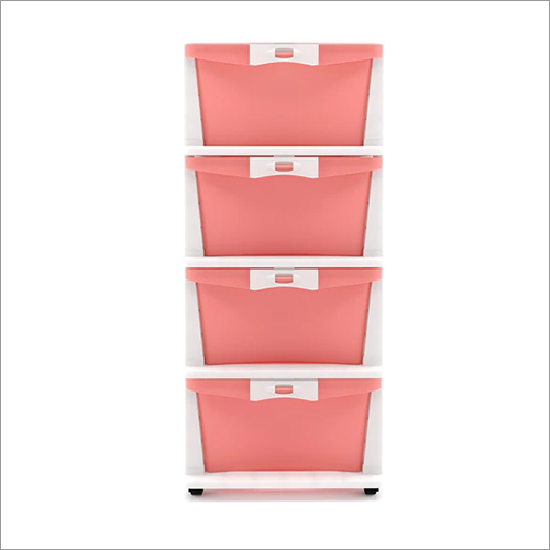 Pink And Cream Chtr24 Four Layers Plastic Chest Of Drawer