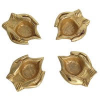 Polishing Handmade Indian Puja Brass Oil Lamp - Diya Lamp Engraved Design Dia
