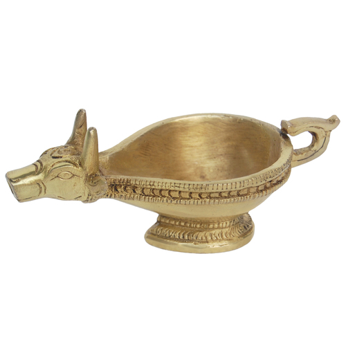 Nandi figure Brass Metal Aarti Diya/oil Lamp