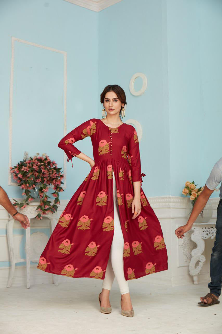 Calendar Vol  3 Rayon Center Cut Printed Kurtis Collection