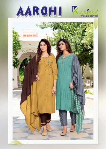 Aarohi Designer Rayon Kurti With Pant Catalogue