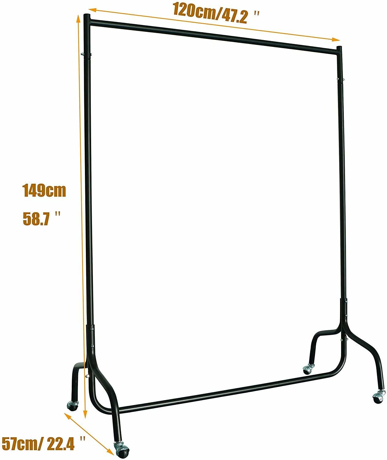 Heavy Duty Stainless Steel Clothes Rack Hanger on Wheels Rail