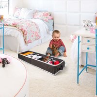 Under Bed Shoes Storage Organizer Boxes 5 Pairs with Detachable Closets Multi-use and Front Zippered Closure for Saving Space