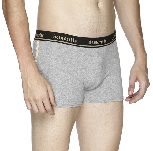 Semantic Men's Cotton Fancy Tape Designer Grey Melange Trunks