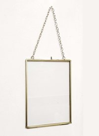 Square Shape Glass Photo Frame - Brass & Glass, Available Sizes 4x4 To 12x12 Inches, Gold Finish With Yellow Frame Color, 0.25 Inch Thickness, Hanger Included