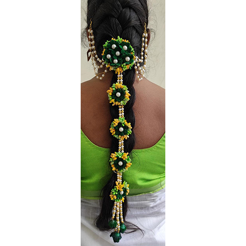 Hair Accessories - Silk Flowers, 12 Inches Green Elegance for Weddings, 100 Grams Stylish Design