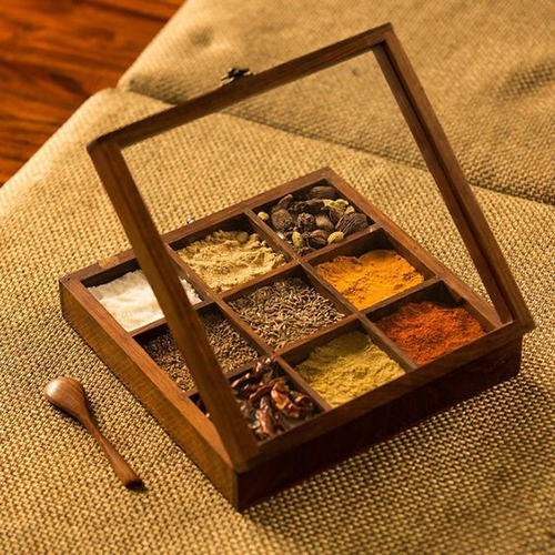Wooden Spices Box - Wood Material, Customised Size | Elegant Design for Organizing and Storing Your Favorite Spices