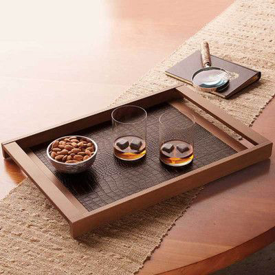 Leatherette Wooden Tray