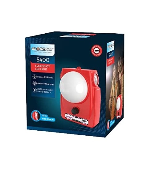 Globeam 5400 Rechargeable Emergency Light with Side Torchlight