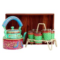Hand Painted kettle tray set