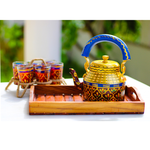 Hand Painted Meenakari Jaipuri Aluminium Kettle/Tea Pot Showpiece for Home Decor5065-S