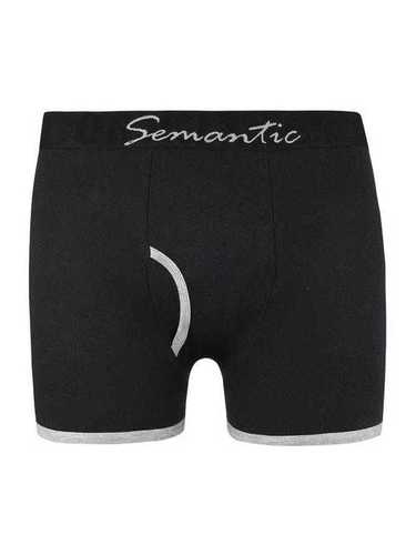 SEMANTIC COTTON DESIGNER BLACK LONG TRUNKS (BOXER BRIEFS) WITH FLY