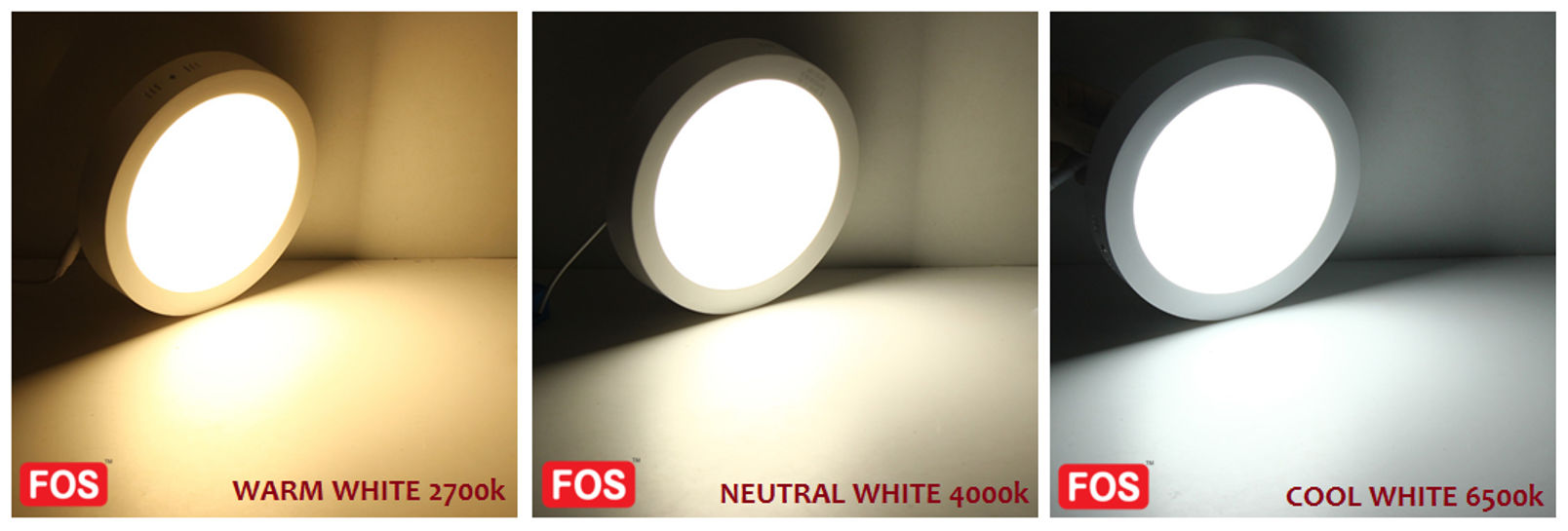 FOS Surface LED Panel Light 24W   2400 LUMENS (6500k-4000k-2700k)