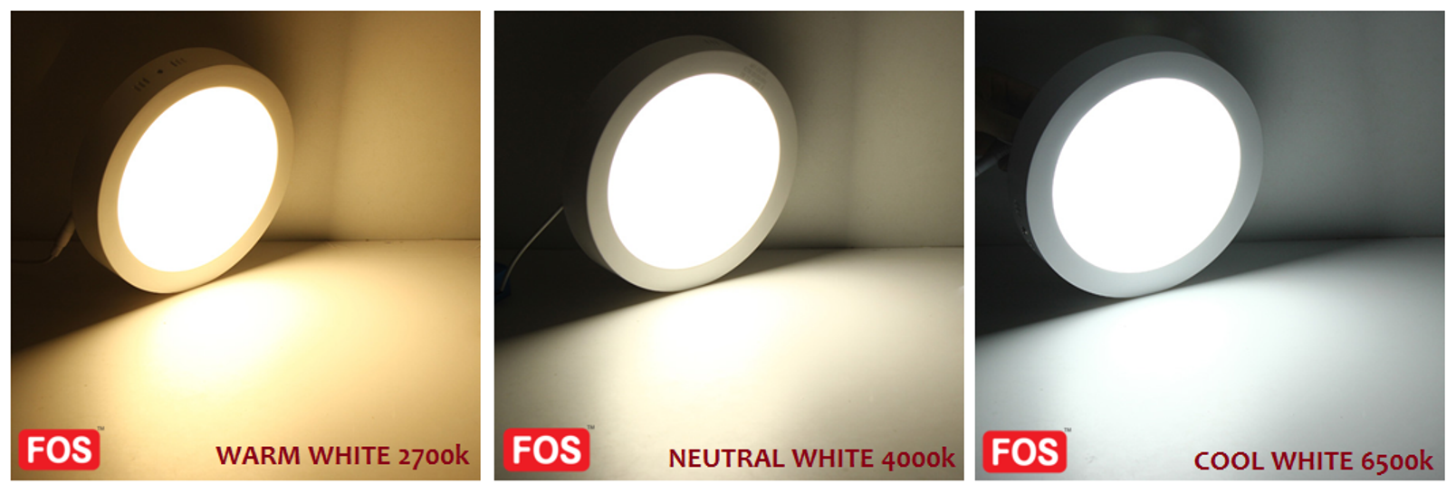 FOS LED Panel Light 24 Watt - 2400 LUMENS (6500k-4000k-2700k)