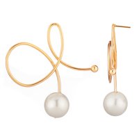 Stylish Golden Drop Pearl Spiral Stud Earring For Women and Girls