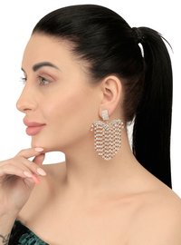 Embellished Golden Studded Chandelier Earrings For Women and Girls