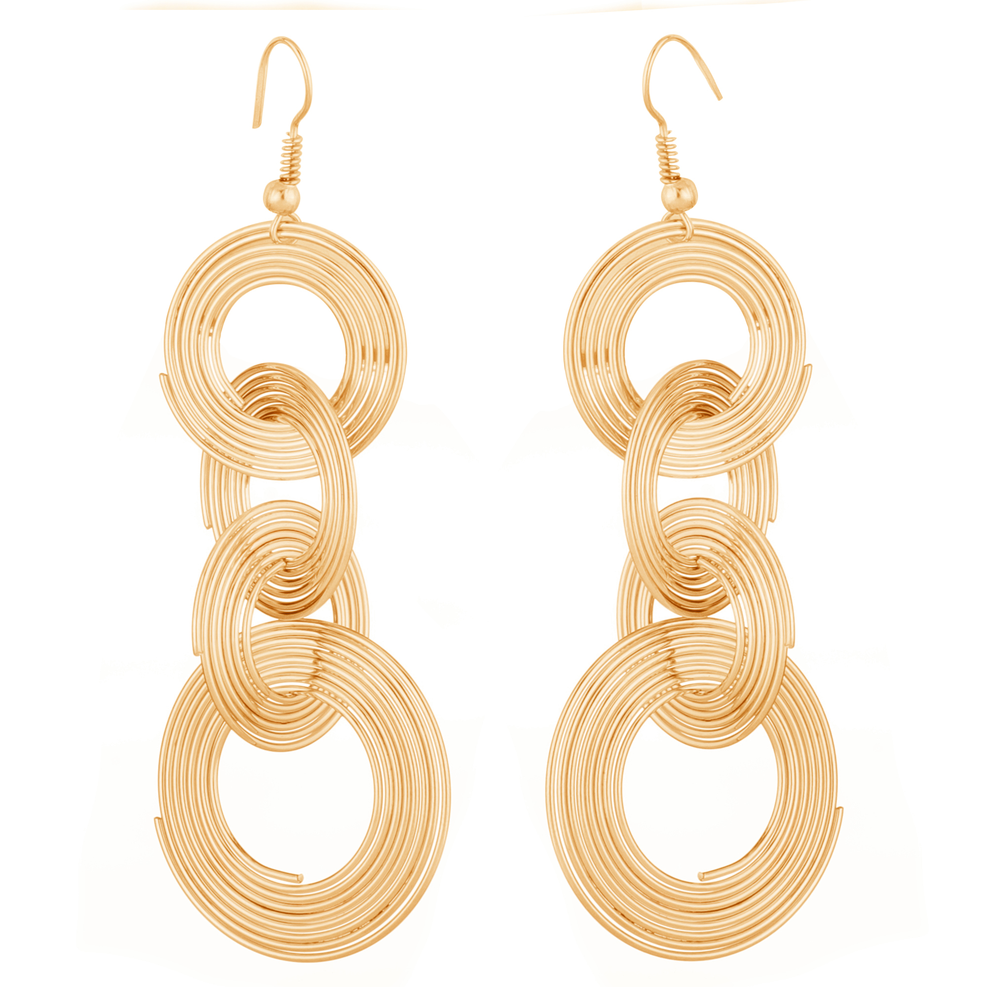 Pretty Gold Plated Multi Layered Ring Circle Hanging Earrings For Women and Girls