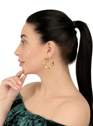 Party Gold Plated Wired Hoop Earrings For Women And Girls