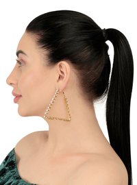 Shinning Studded Tringle Golden Hanging Earing For Women and Girls