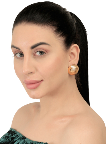 Stylish Golden Small Half Football Shaped Stud Earing For Women and Girls