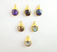 Teardrop Faceted Bezel Pendant Gold Plated Necklace