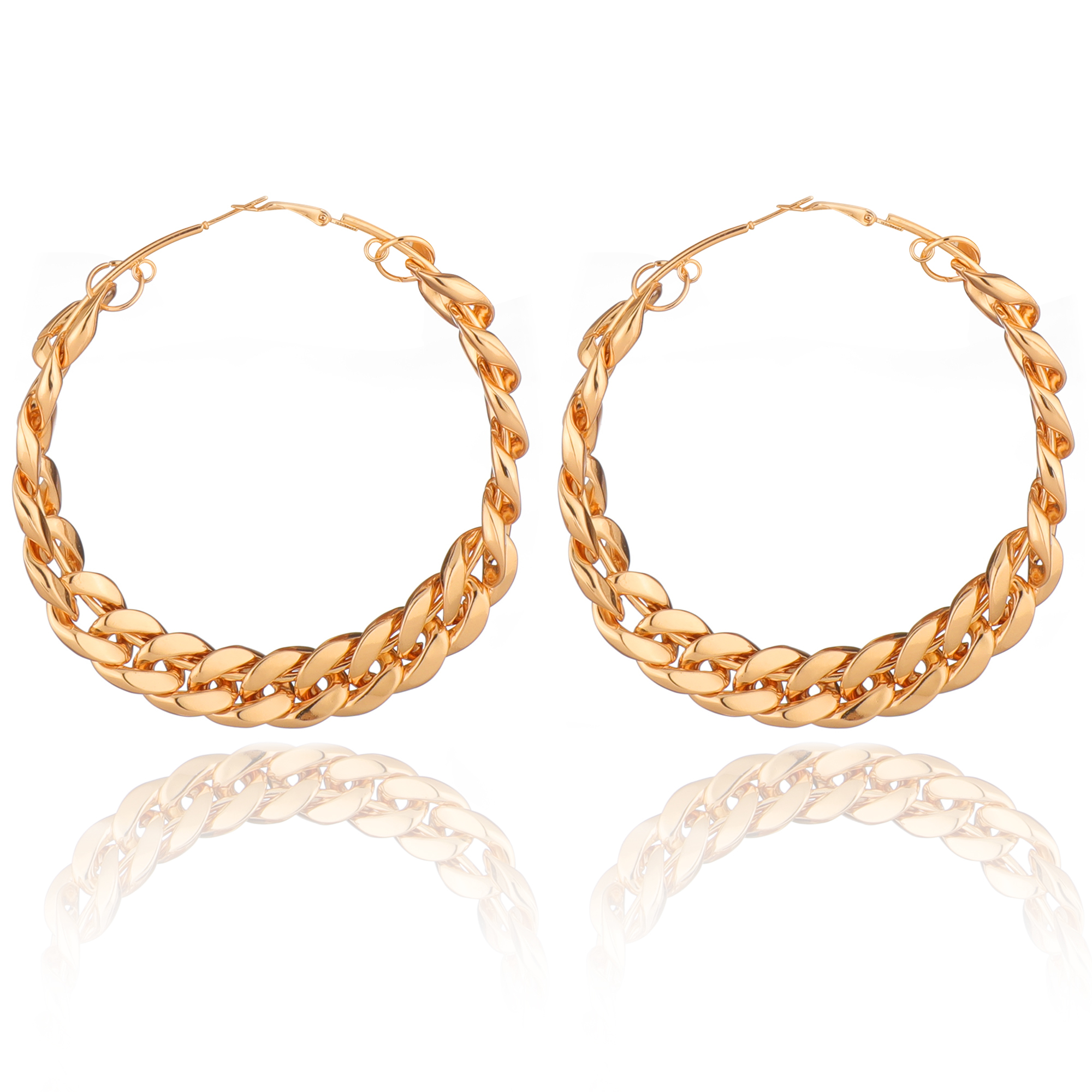 Twisted Golden Chain Hoop Statement Earrings For Women and Girls