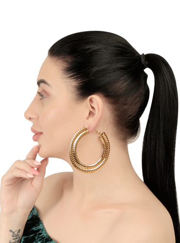 Trendy Gold Plated Coiled Hoop Earrings For Women and Girls