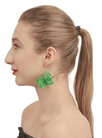 Stylish Gold Green Flower Drop Earrings For Women and Girls