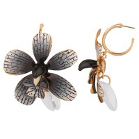 Stunning Golden Grey Shell Flower Stud Earrings For Women and Girls