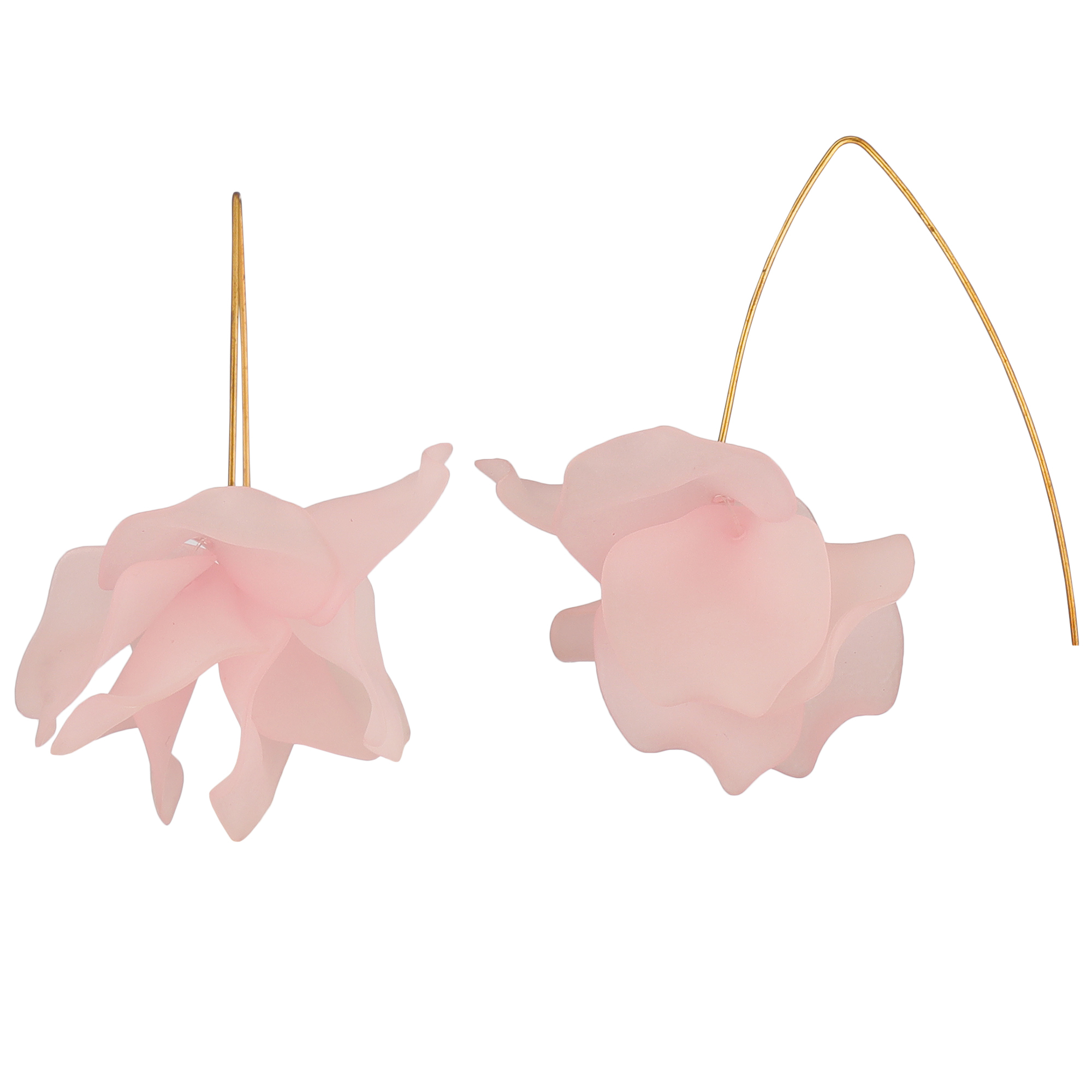 Stylish Gold Pink Flower Drop Earrings For Women and Girls