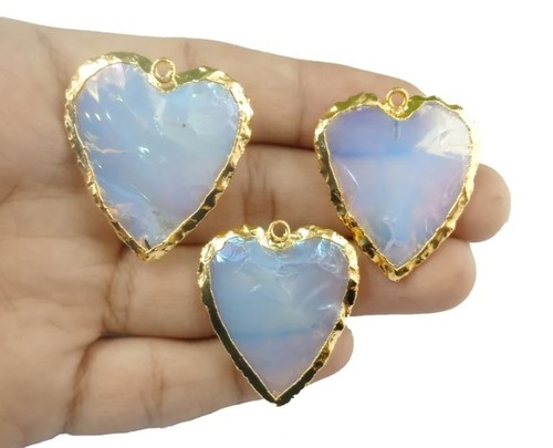 Opalite Mystic Heart Shape 33x30mm Gold Electroplated Gemstone Pendant