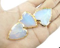 Opalite Mystic Heart Shape 33x30mm Gold Electroplated Gemstone Pendant