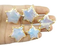 Opalite Mystic Star Shape 25-31mm Gold Electroplated Gemstone Pendant