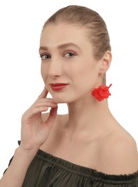 Stylish Gold Red Flower Drop Earrings For Women and Girls