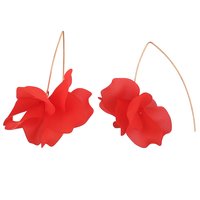 Stylish Gold Red Flower Drop Earrings For Women and Girls
