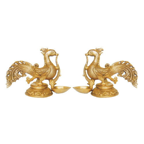 Pair of Brass Bird Oil Lamp