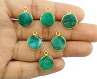 Round Bezel Pendant Gemstone Necklace Opalite Carnelian Emerald Crystal Making by Jewelry