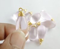 Teardrop Wire Wrapped Pendant Pink Chalcedony Gemstone Wire Necklace