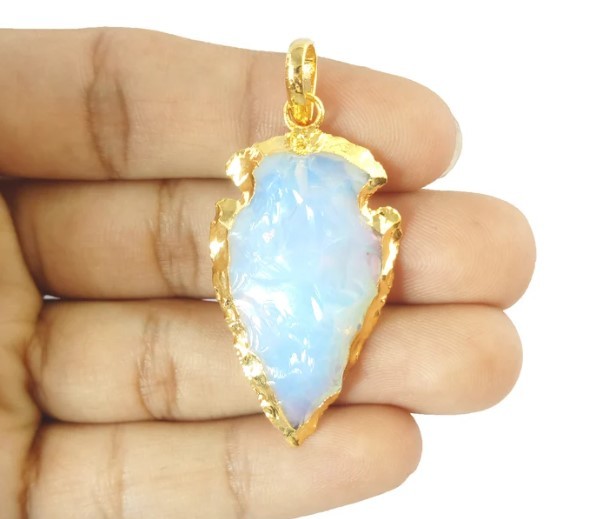 Opalite Pendant Gemstone Gold Electroplated
