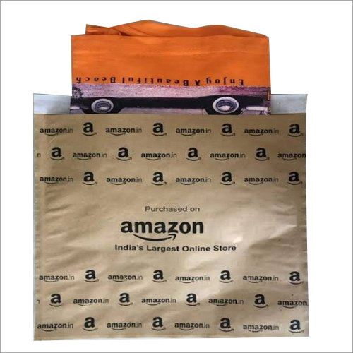 Amazon Tampered Proof Paper Courier Bag - Crafted from Durable Kraft Paper, Customized Size, Brown Color - Disposable and Stylishly Printed