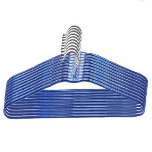METAL HANGER WITH PLASTIC COATING - Blue Color, Durable Steel with Protective Plastic Coating | Non-slip, Space-saving, Stylish, Versatile Design for Ties, Belts, and Scarves