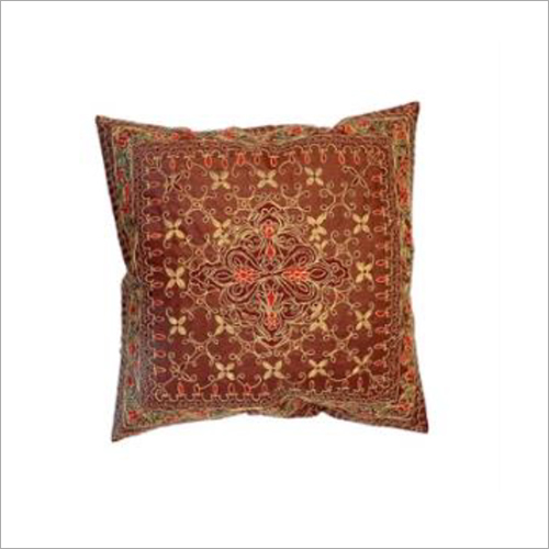Red Embroidered Cork Leather Cushion