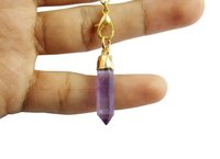 Amethyst Pendant Healing Crystal Point Gemstone Size 25x6mm Necklace Spikes Earrings Gold Electroplated Cap Pendant